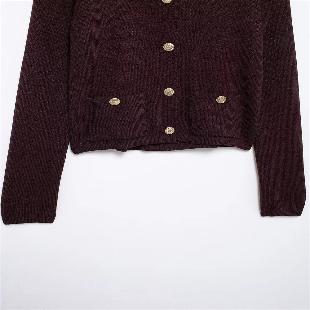 Manteau tricoté pour femmes, boucle dorée, mode polyvalente, nouvelle collection automne