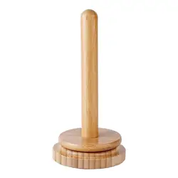 Wood Yarn Ball Holder Paper Towel Rack Vertical Rotating Weaving Tool Rack Storage Winding Roll Holder Dispenser for Crocheting