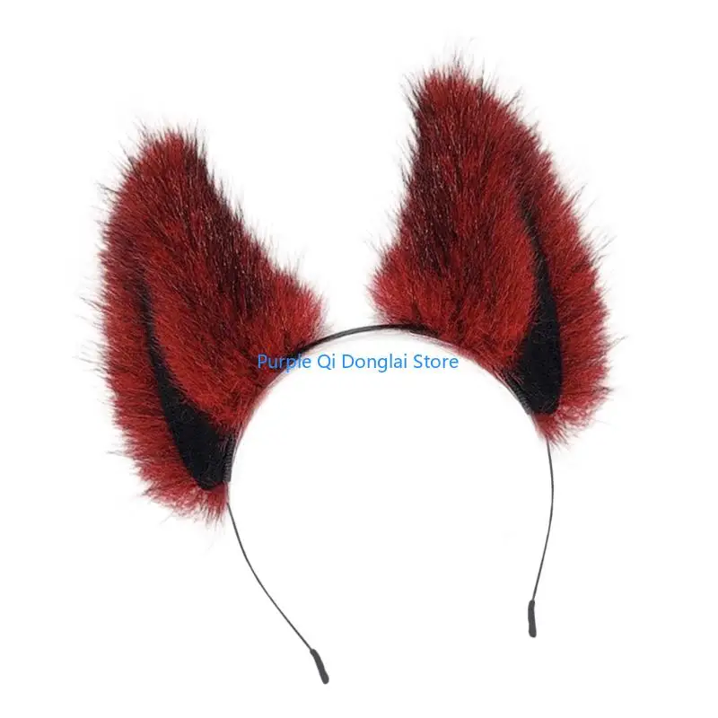 L21E Faux Furs แมวสุนัขจิ้งจอกหูสำหรับผู้หญิงฮาโลวีนคอสเพลย์อุปกรณ์เสริมผม Furry สัตว์หูผม Hoop