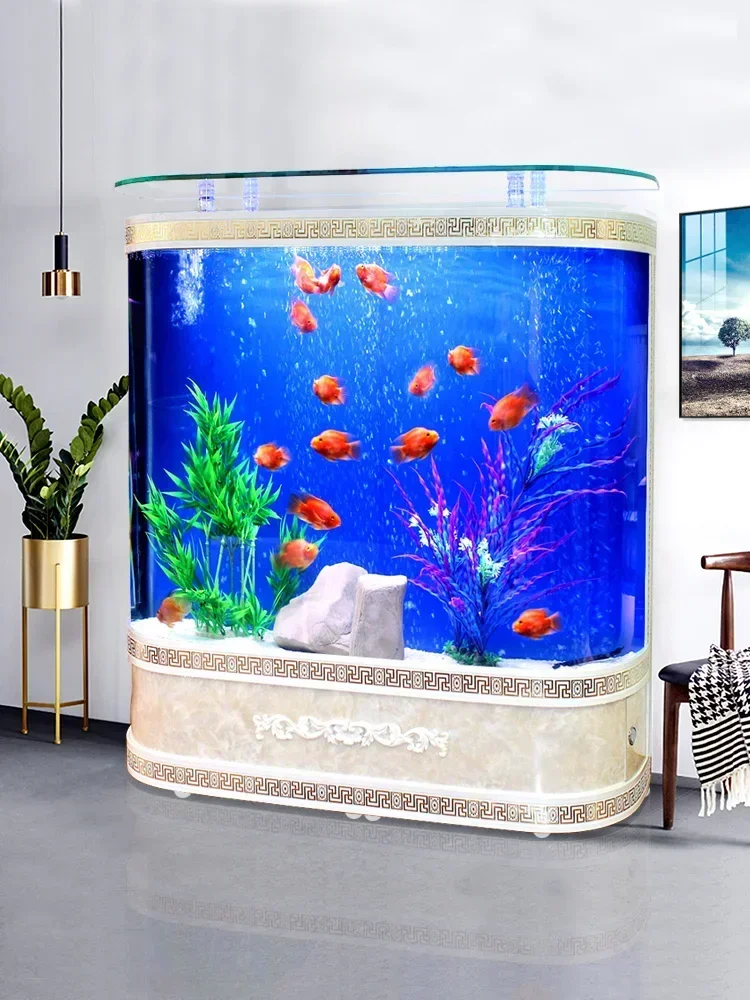 Aquarium Medium Large Living Room Home Change Water Screen Lazy Floor Cylinder