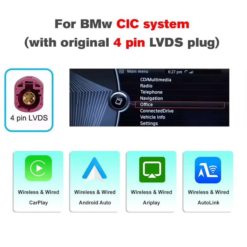 Voor BMW X1 E84 X5 E70 X6 E71 CIC 2009-2015 Draadloze CarPlay Android Auto Decoder Module Met Bluetooth spiegel Link AirPlay GPS