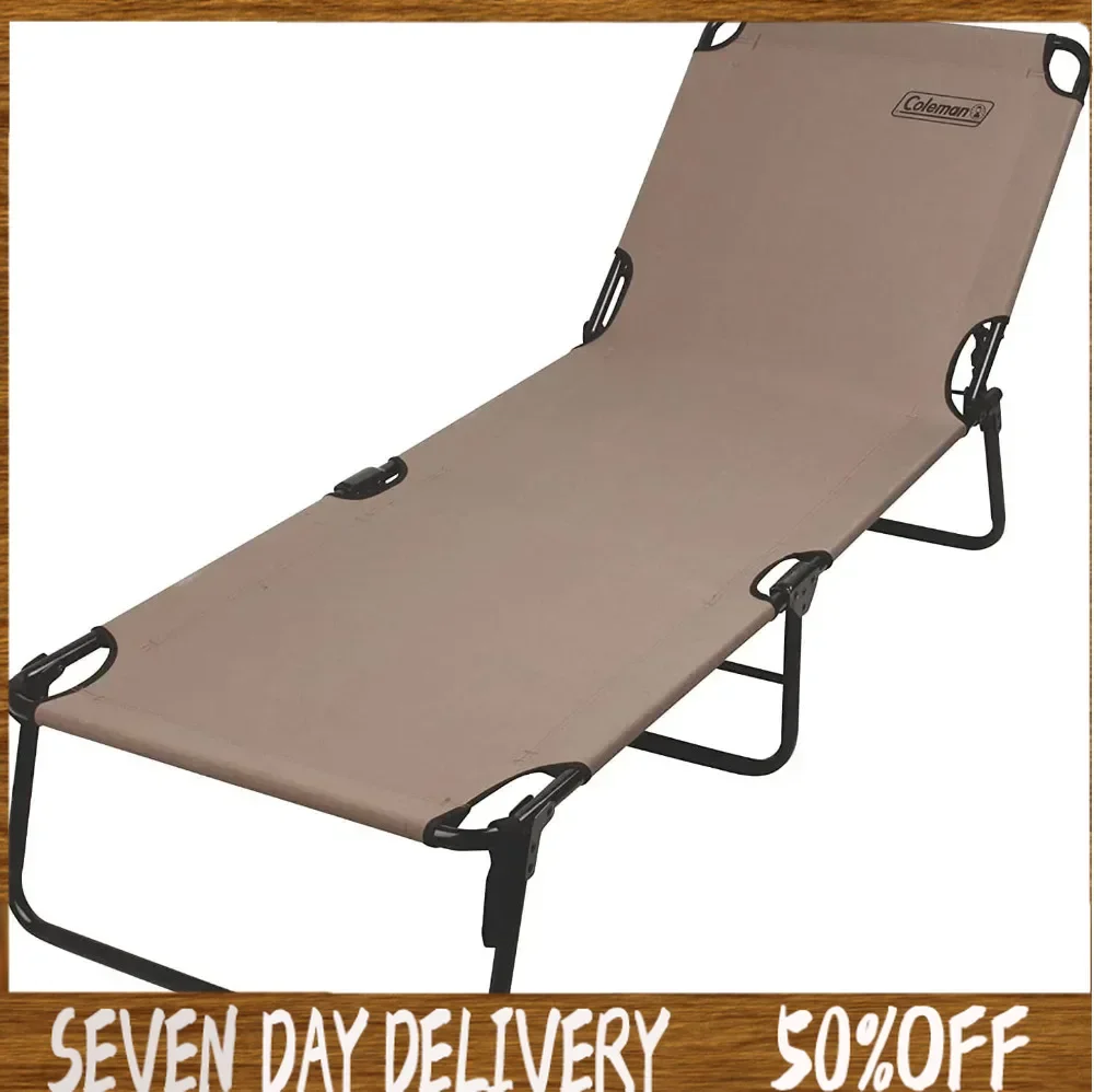 

Outdoor Folding Cot, Strong Steel Frame Supports Campers up to 6ft 2in or 225lbs, 4 Back & 2 Foot Positions Folds Compactly