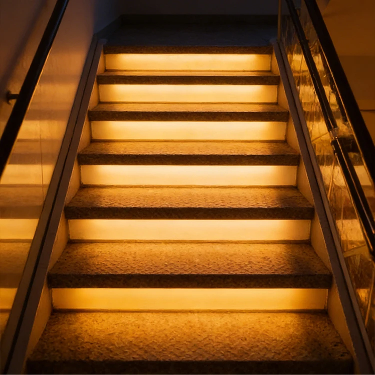 RGB Smart Stair Light Kit with Motion Sensor COB Dimmable Step Lights 12V DC Indoor Staircase Lighting LED Strip Light