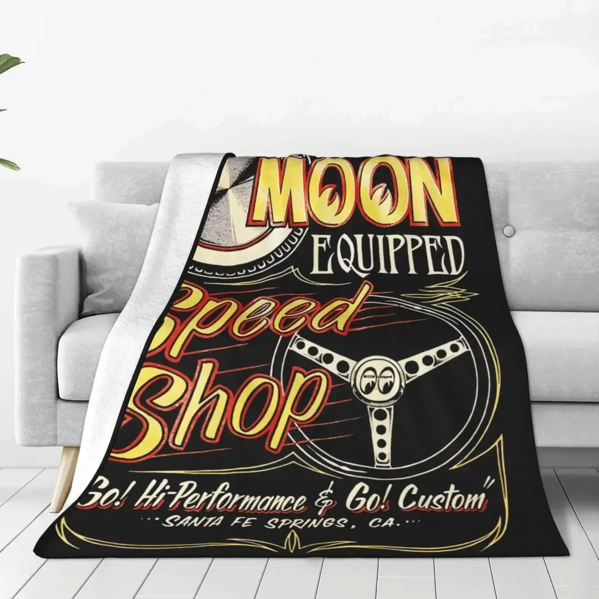 Men's Mooneyes Moon Equipped Speed Shop Throw Blanket Cute Portable Suitable For Sofa AntiPilling