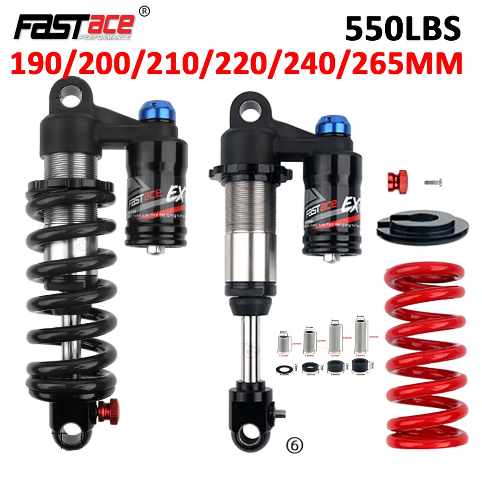 Fastace-自転車用リアサスペンションショック,265mm,190 200 210