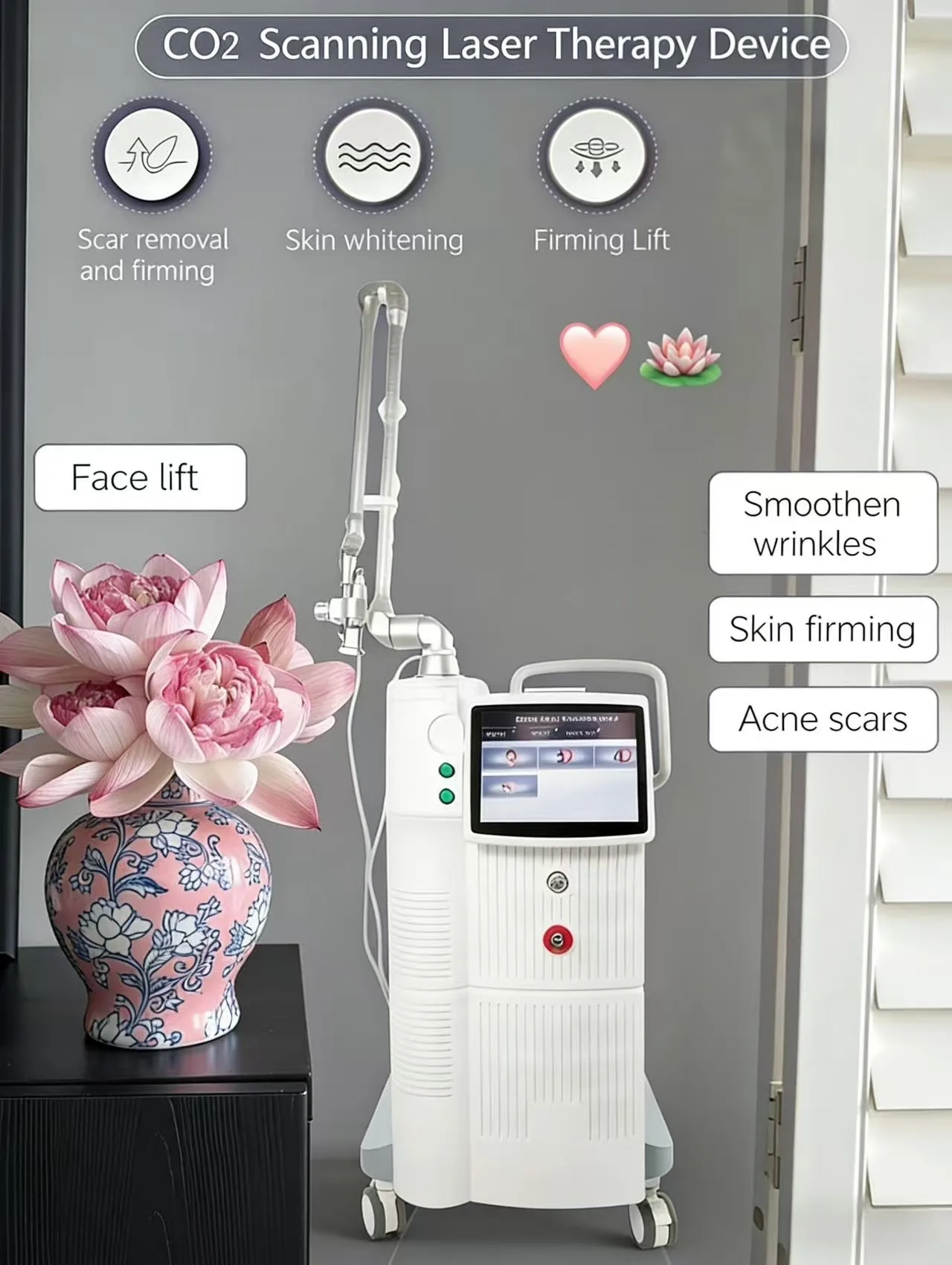 

2026 Co2 Фракционная машина для лечения кожи Co2 Gesicht 10600 нм Новейшая машина Lase Beaut для перемещения шрамов от прыщей