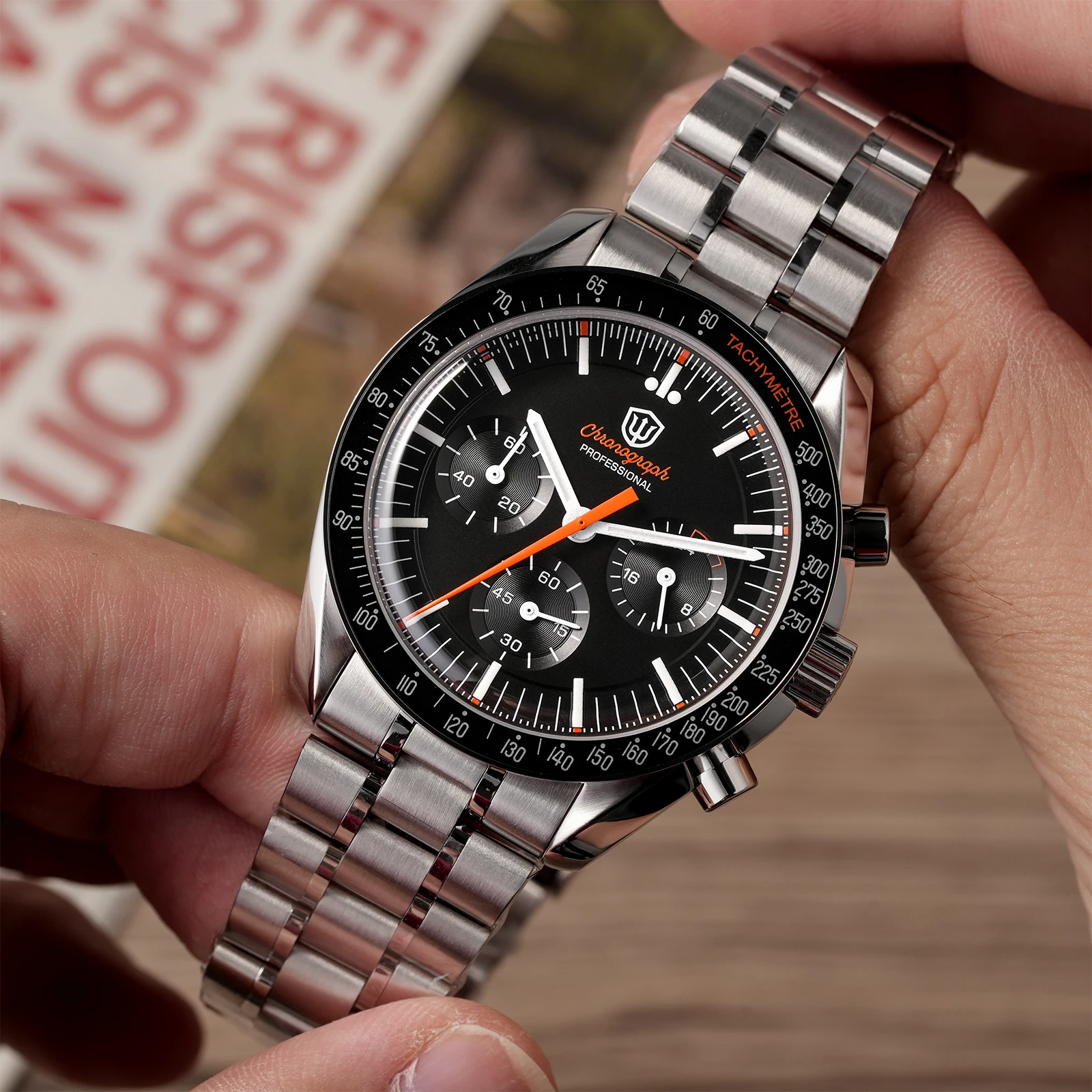 Watchdives 39mm VK63 Chronograph Watch WD1863 Stainless Steel