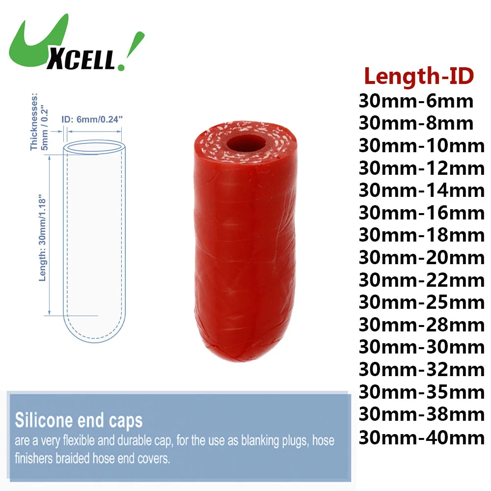 UXCELL 6/8/10/12/14/16/18/20/22/25/28/30/32/35/38/40mm ID Red Car Silicone Hose End Cap Reinforced Blanking Cap Multi Size