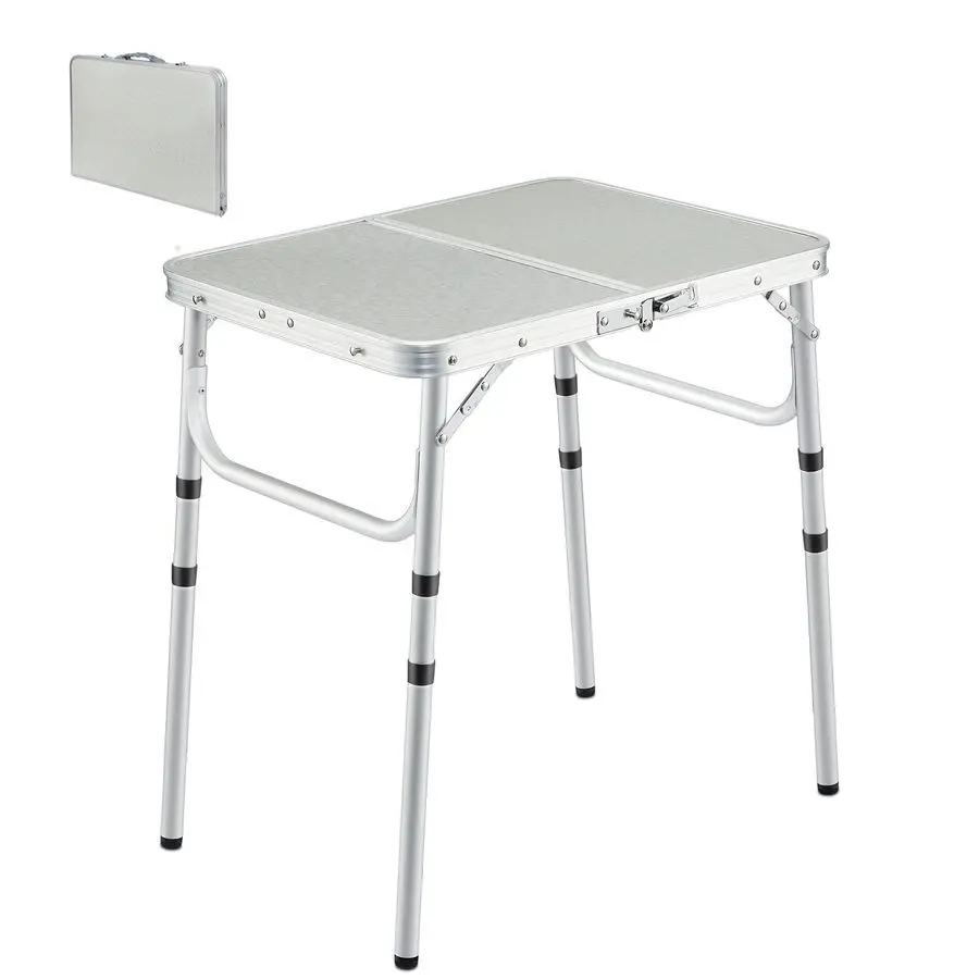 

Small Folding Camping Table 2ft, 3 Heights Portable Outdoor Folding Table Aluminum Camp Table Adjustable Height Lightweight for