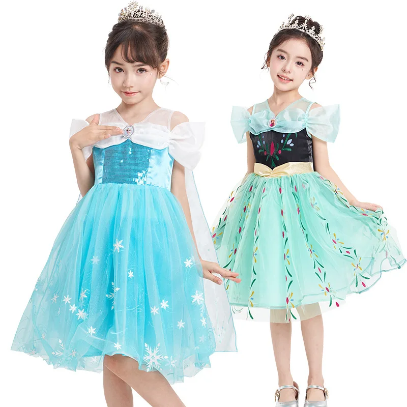 Ropa original de Disney para niñas: vestido de la princesa Elsa de Frozen, vestido de Anna para niñas, vestido infantil para cumpleaños, disfraz de princesa.