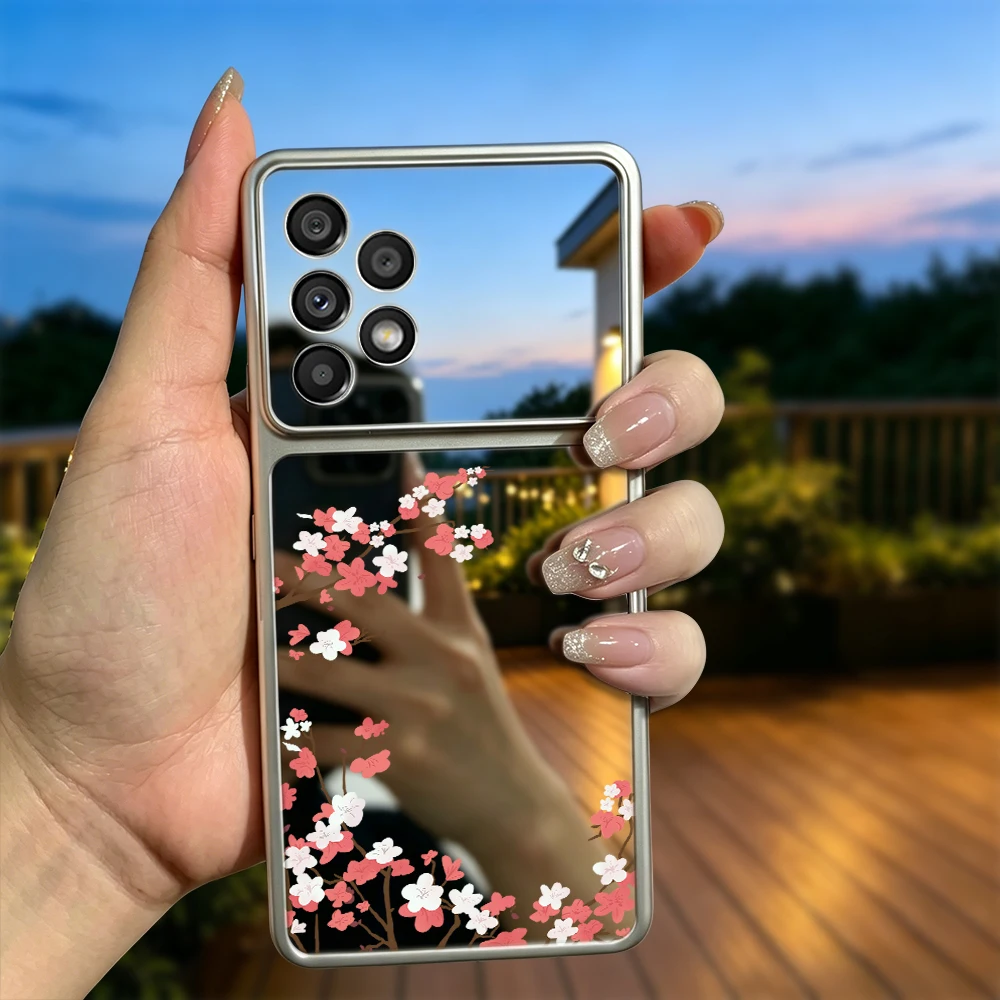 Flower Mirror Phone Case For Samsung Galaxy A05 A06 A07 A13 A14 A15 A16 A17 A23 A24 A25 A26 A27 A33 A34 A35 A36 A37