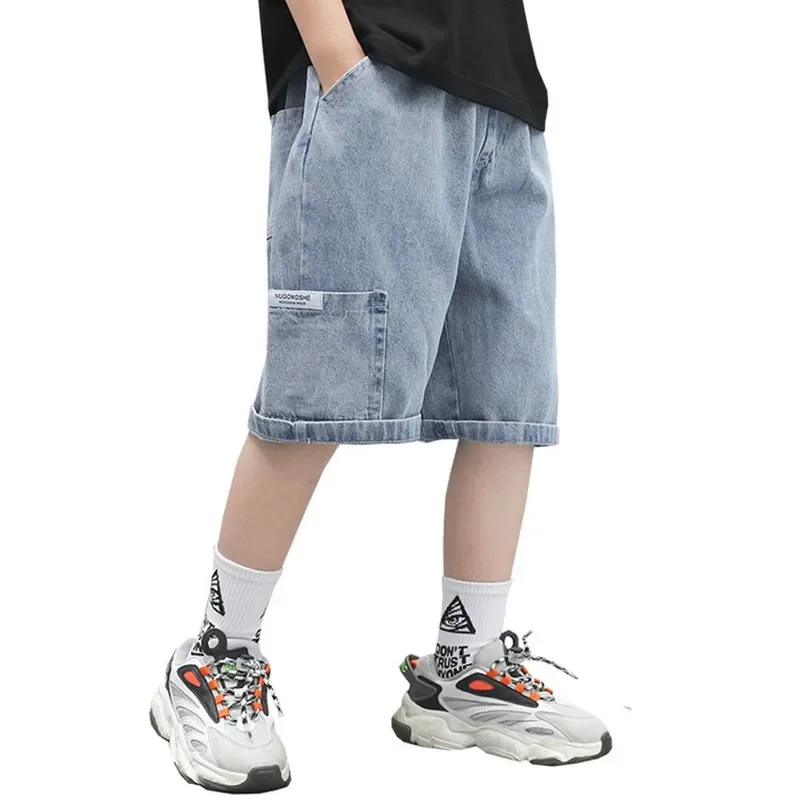 Fashionable Five-point Pants Trendy Kids Clothes Casual Capris Summer Thin Style Boys Jeans Shorts 2024 New