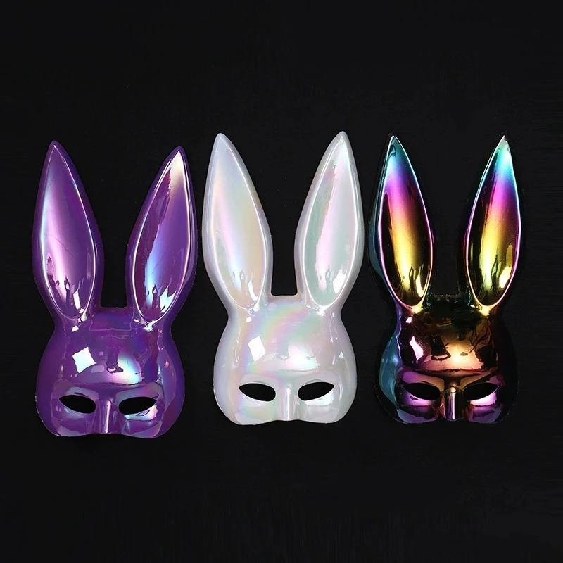 Black White Rabbit Mask Halloween Party Decoration Party Long Ears Rabbit Bunny Mask Costume Cosplay