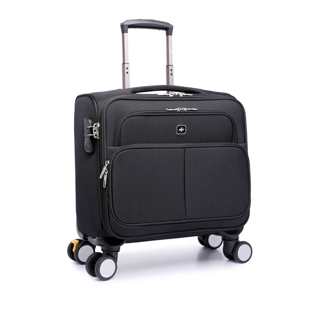 Zwart 18 Inch Oxford Doek Met Spinner Mannen/Vrouwen Koffer Trolley Reiskoffer Multi-Compartiment Instaptas