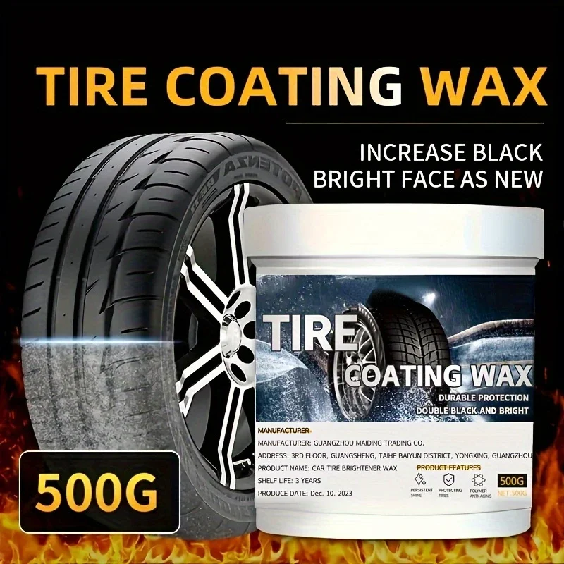 Durable and Bright 16.91oz Car Tire Refurbishment Coating Paste for Black and Bright Results, Darkening Gloss Tire Wax for Decon