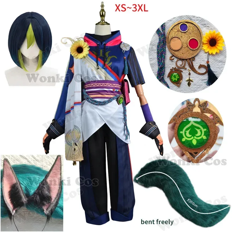 

Game Tighnari Cosplay Costume Wig Hair Tighnari Tail Costumes with Ears Cosplay Accessories