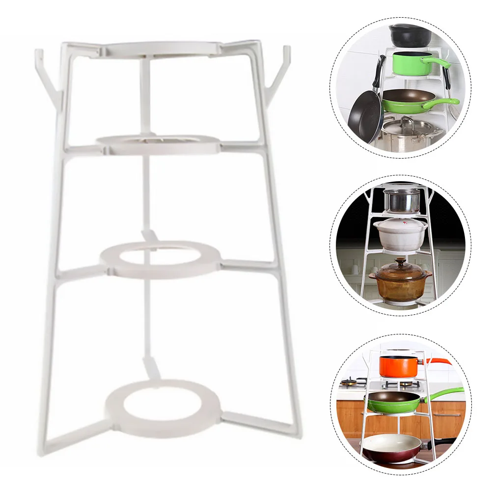 

4 Tier Kitchen Storage Rack Heavy Duty ABS Plastic Shelves for Pots Pans Basins Plates Multi Layer Design Stable Smooth
