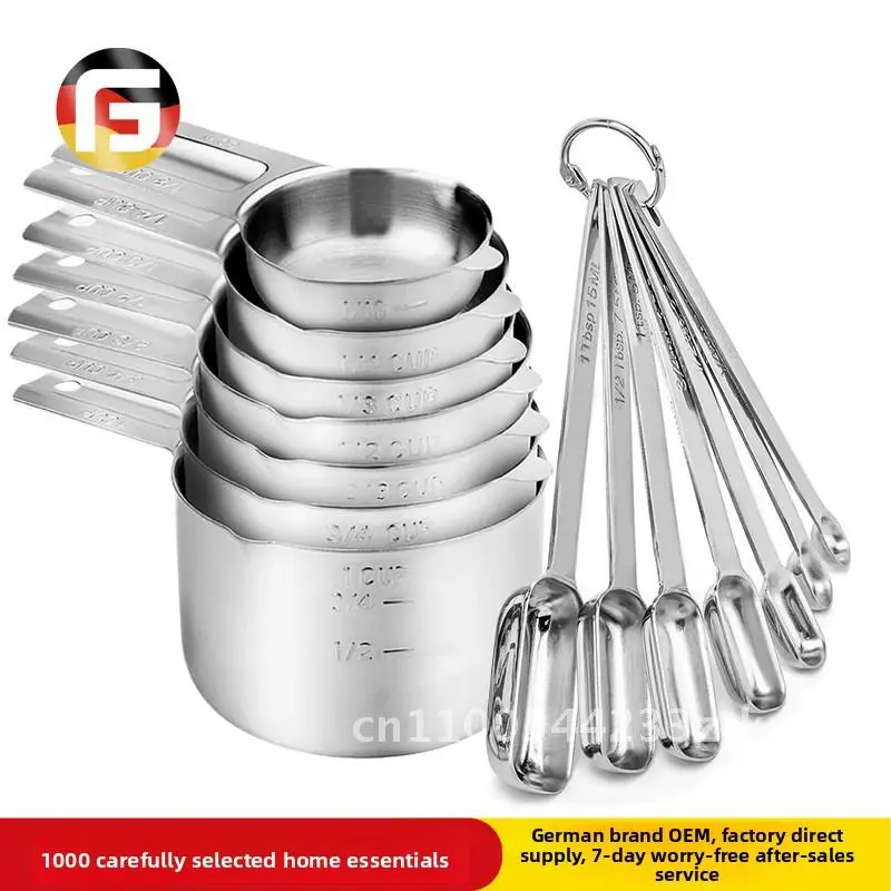 

13-Piece Baking Set Stainless Steel Measuring Spoons And Cups with Scale Kitchen Tools for Cooking And Seasoning Mirror Finish