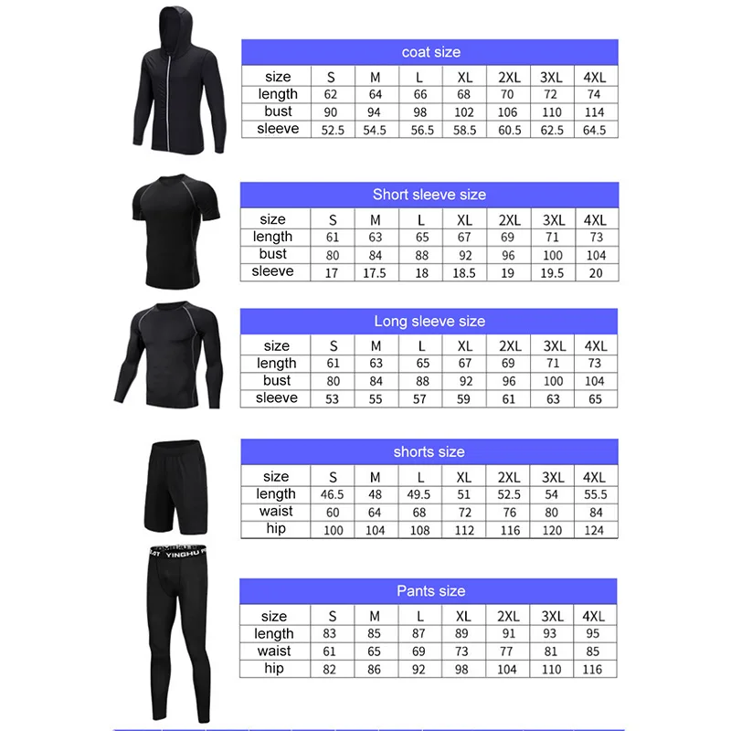 5 Pcs Mens Compression Set Running Tights Workout Fitness Training Tracksuit Short sleeve Shirts Sport Suit rashgard kit S-4XL