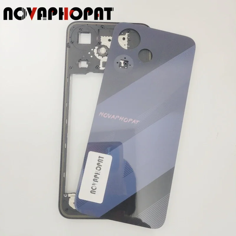 Back Battery Cover Rear Panel Door Housing For Infinix Hot 30 Play X6835 Middle Frame Case Bezel Plate Side Power Volume Button