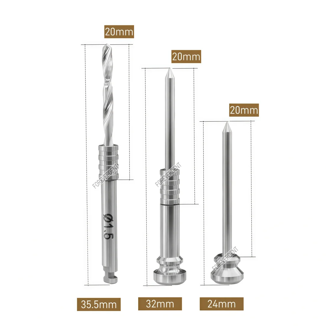 Dental Anchor Pin Drill Implant Slevees Fixing Nail Guide Digital Jaw Drill Universal Slevees 3x1.5x5mm 24/32MM