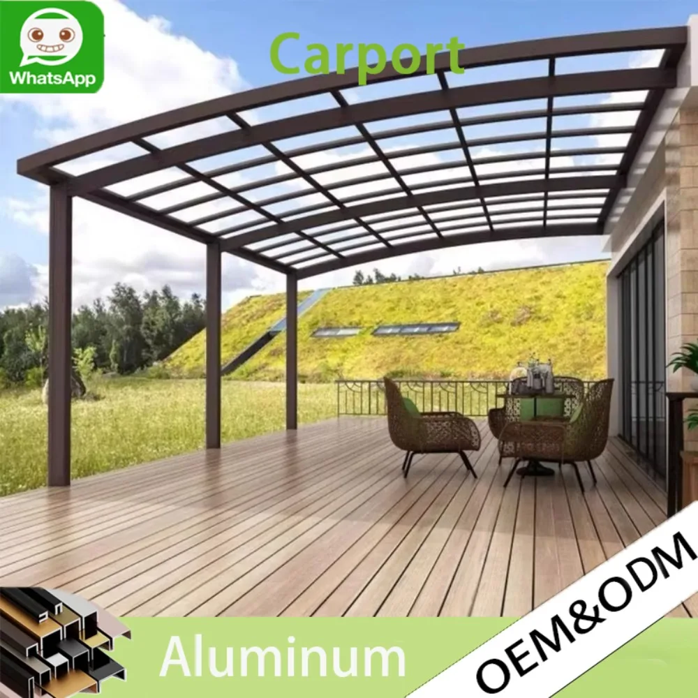 

Outdoor Carport Aluminum Garage Canopy Polycarbonate Roof, Snow Proof Waterproof Heavy Duty Custom Color Parking Shelter Modern