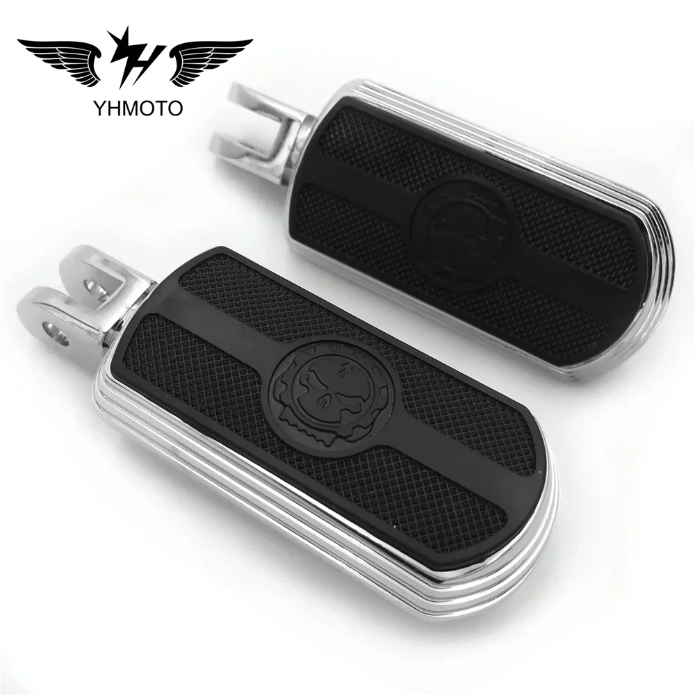 Black Foot Pegs Motorcycle Front Skull Rubber Footpeg For Harley 2018-later FXBB FXBR FXBRS FXLR 2019 2020 2021