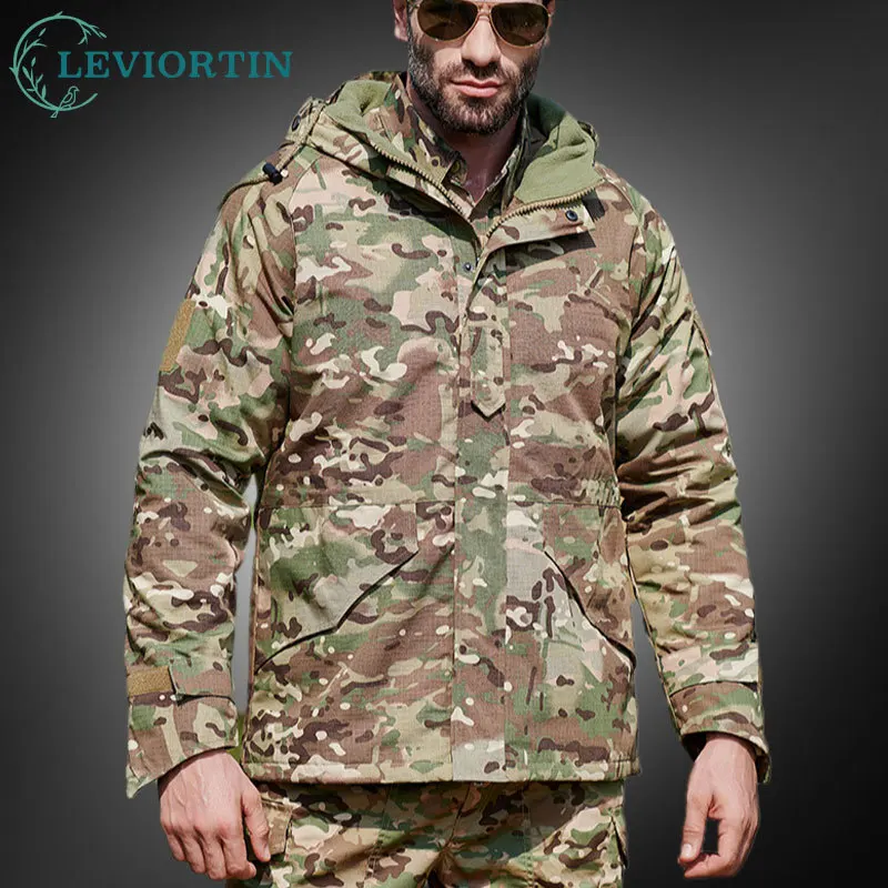 

Fall Winter Men's Thick Warm Camouflage Cotton Parkas Jacket Male Windproof Waterproof Hooded Outwear Coats With Multi Pocket