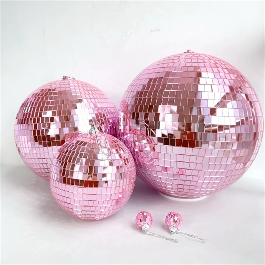 

Diameter 20/25CM Pink Mirror Disco Ball Hanging Disco Mirror Balls Reflective Mirror Ball Stage Lighting for Party Wedding Decor