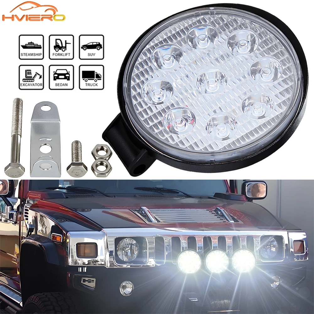 Car 9Led Work Spot Light Mini LED 12V 24V 27W Ultra Bright 4X4 ATV Offroad Trucks Tractor Fog Lamp Headlights Auto Accessories
