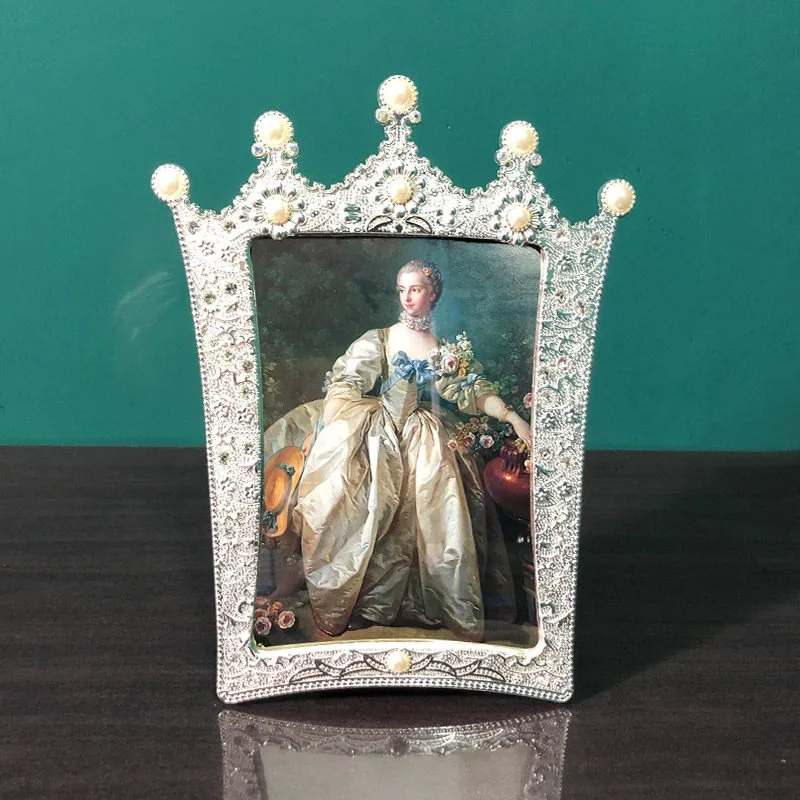 European metal wedding photo pearl crown 6 inch 7 inch creative simple light luxury Nordic photo frame table wash photos