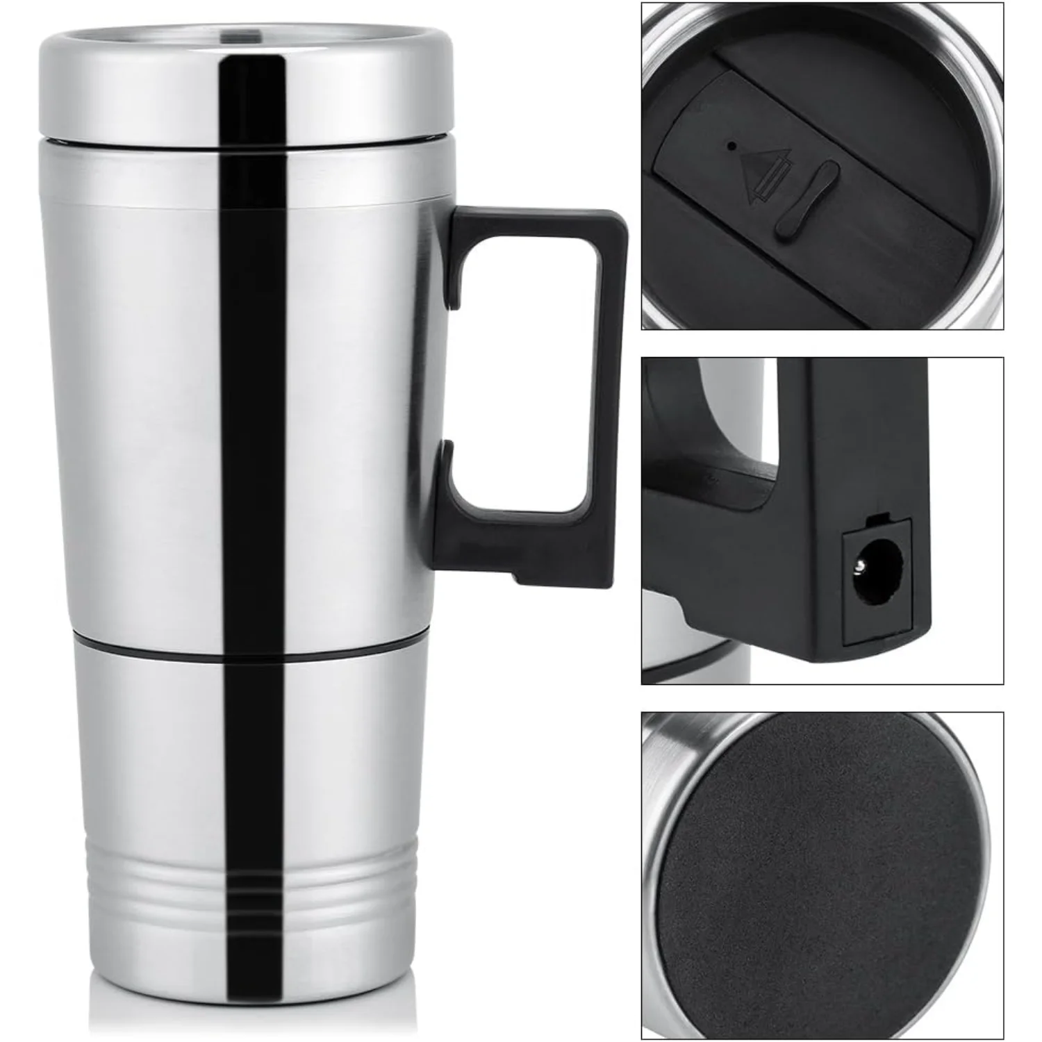 ステンレス製カーヒートカップ,コーヒー,紅茶,ウォーターカップ,ヒーター,トラベルボトル,12v,24v,300ml