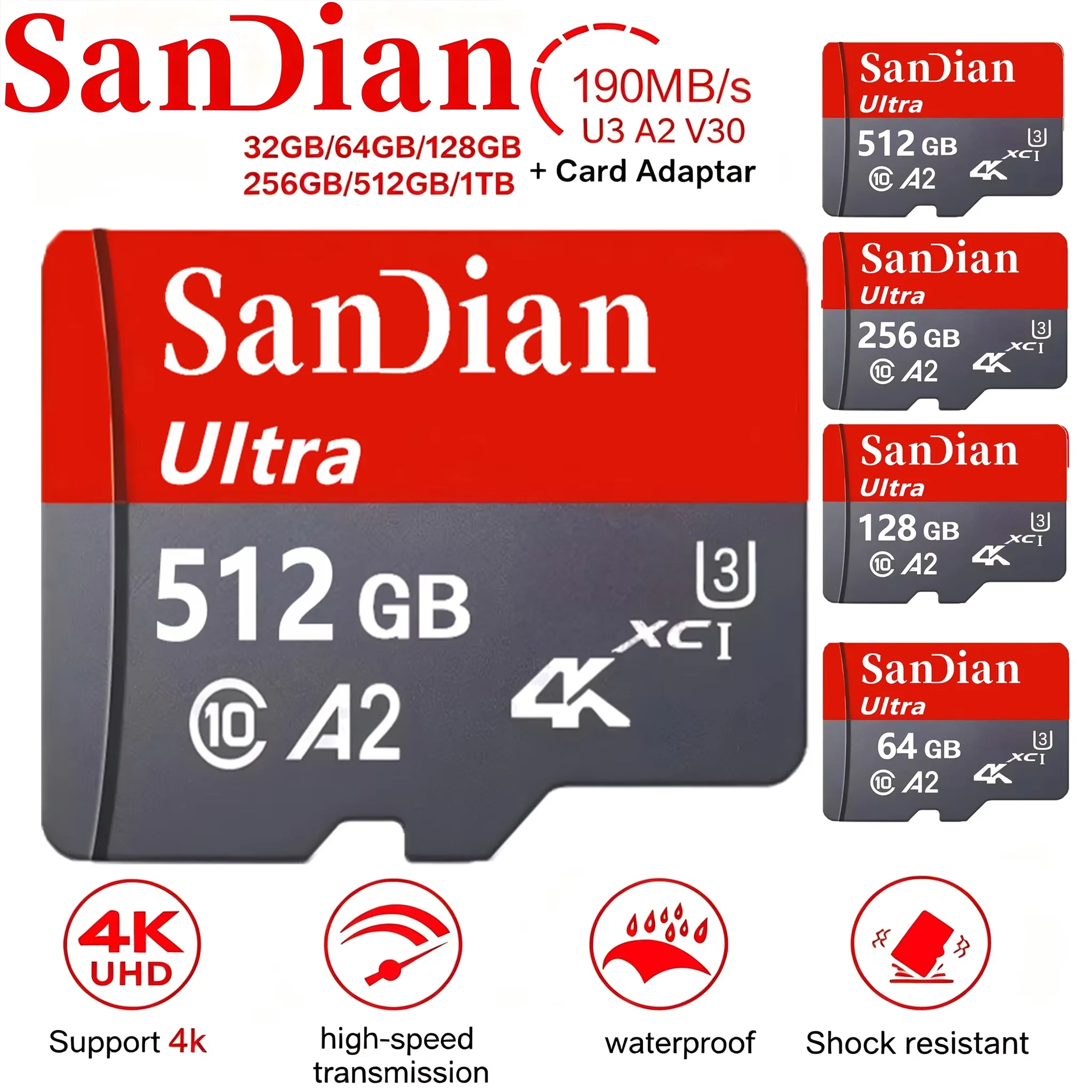 Memory Card TF Cards Micro SD Card SD Cards 512GB 64GB 32GB 128GB 1TB UHS-I U1 Full HD for Camera Gaming Smartphone PC
