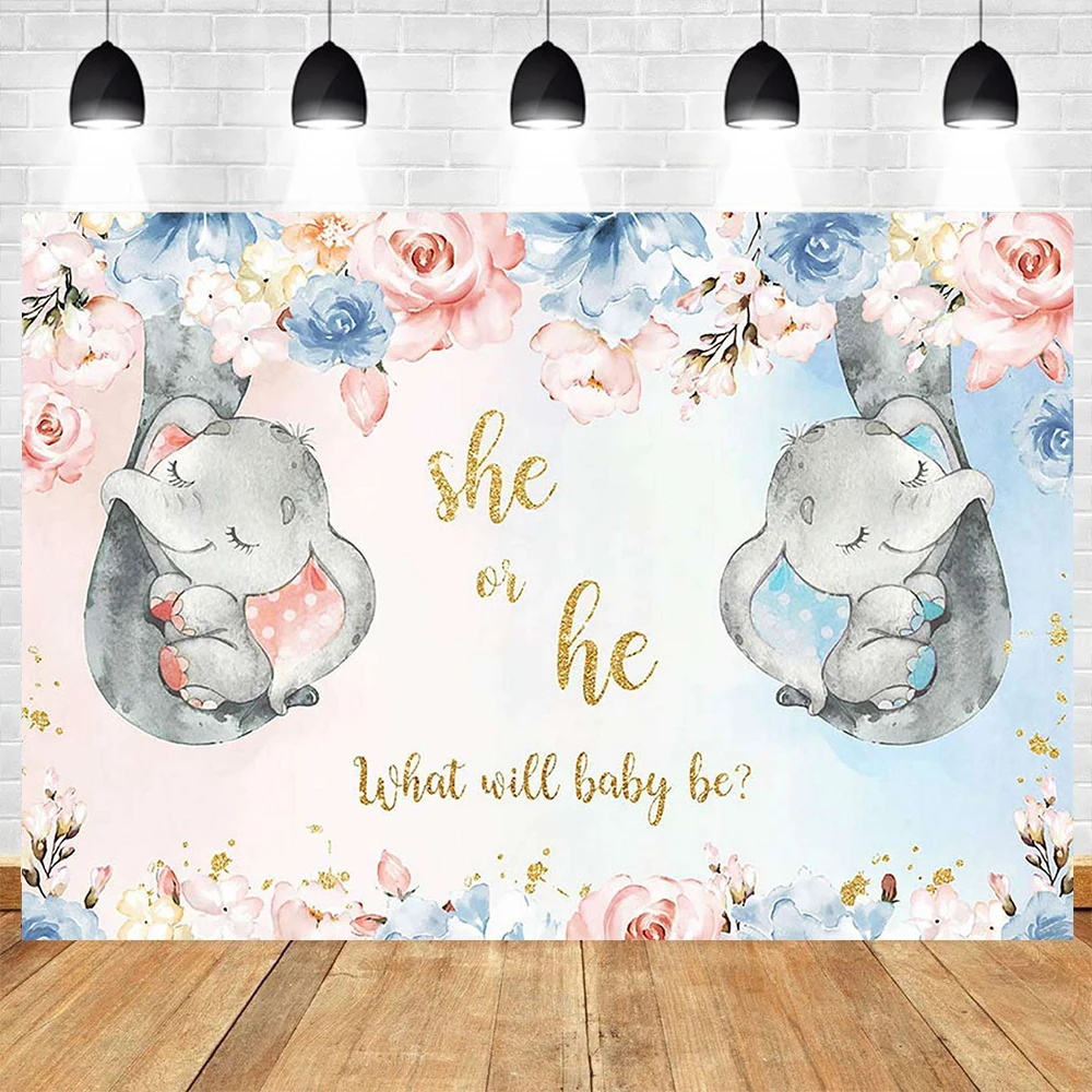 Newborn Baby Shower Theme Flower Rose Elephant Baby Girl Boy Birthday Photography Vinyl Background Children Room Decor Supplies