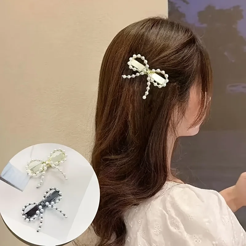 

Pearl Bowknot Duckbill Clip, Textured Hairpin for Side Bangs, Exquisite Hair Accessory, Cute Clip, Holiday Gift, Niche High-End Hair Accessory, Sweet Princess Hairpin