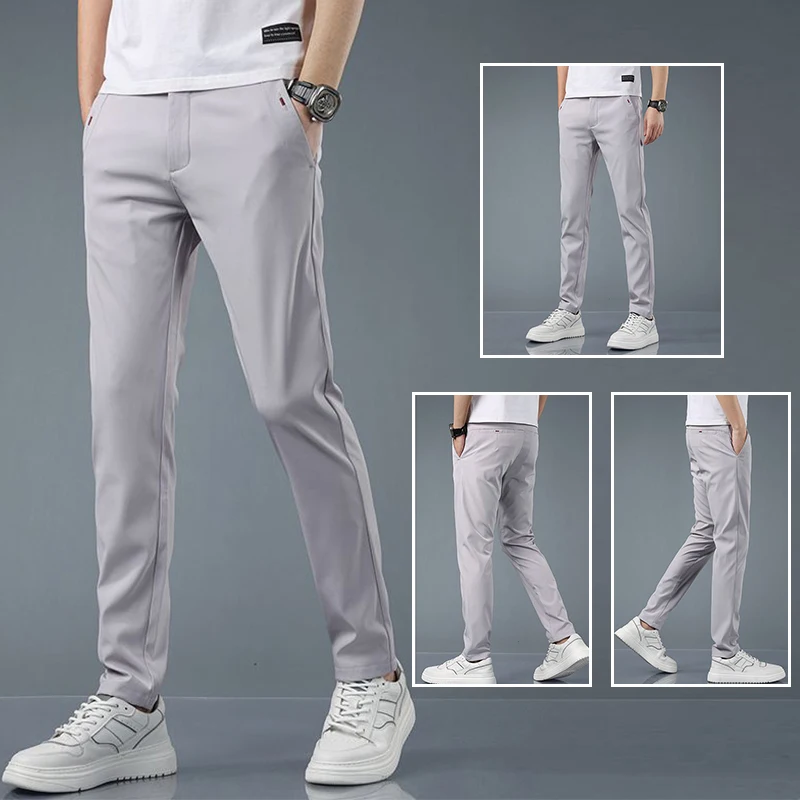 

Мужские облегающие зимние тонкие брюки, мужские повседневные свободные прямые брюки-блейзер, быстросохнущие универсальные укороченные брюки до щиколотки