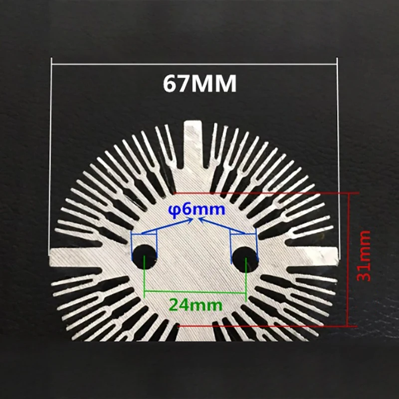 

Радиатор COB диаметром 25-67 мм, твердый радиатор из алюминия из сплава для светодиодного охлаждения высокой мощности, круглый дизайн