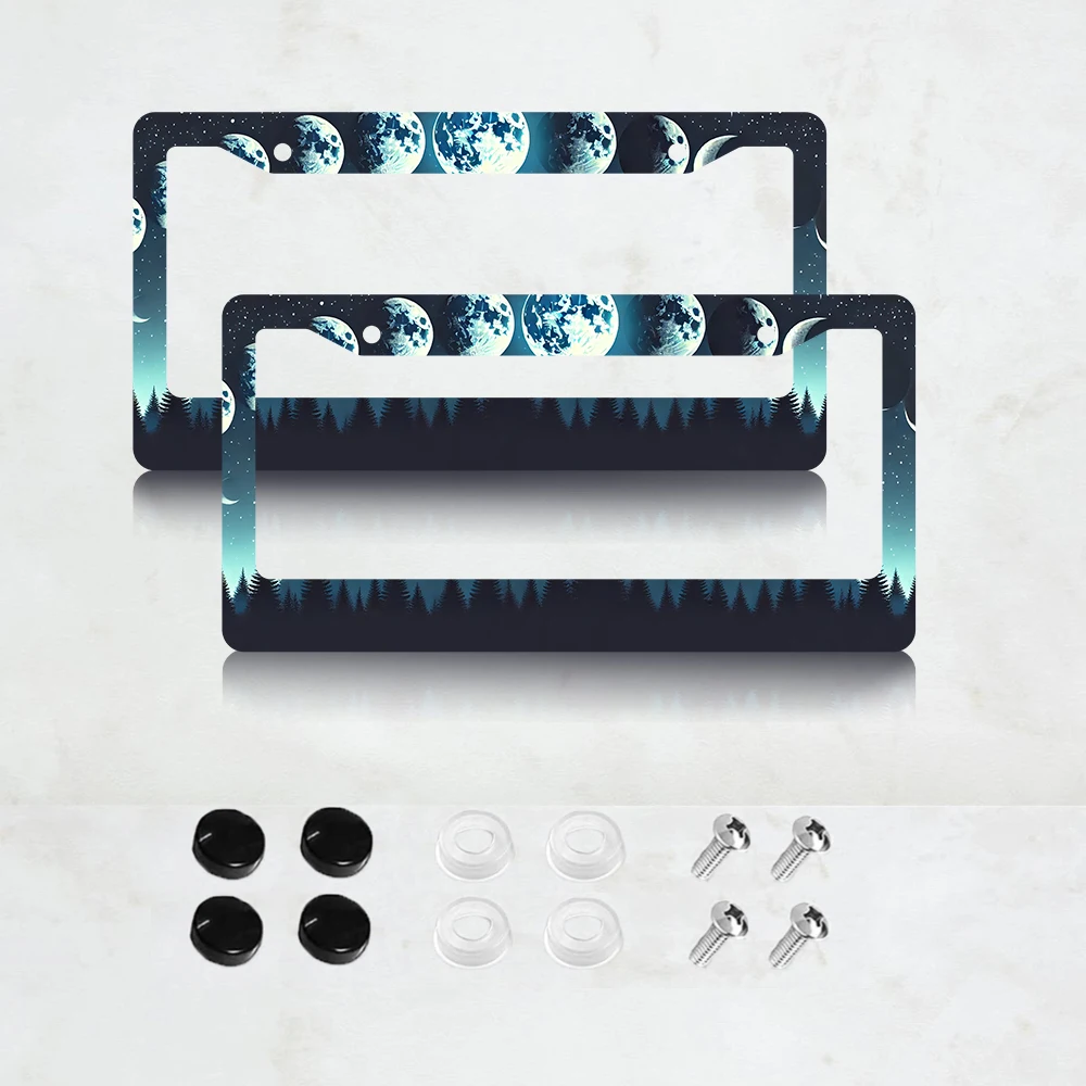 

Рамка для номерного знака из алюминия с рисунком лунных фаз и звездного неба, 2 шт. – стандартный размер для США, декоративная автомобильная рамка