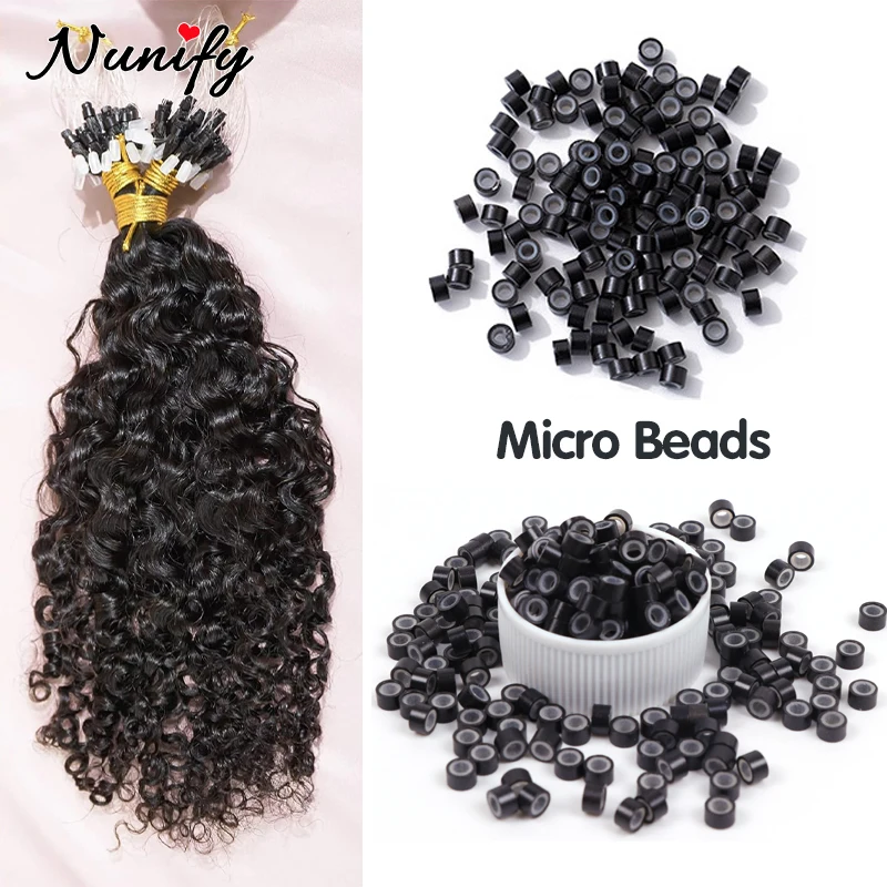 

Nunify 300Pcs Hair Extentions Micro Rings Links Beads Silicone Lined Beads For Human Hair Extensions Multi-Colored Hair Rings