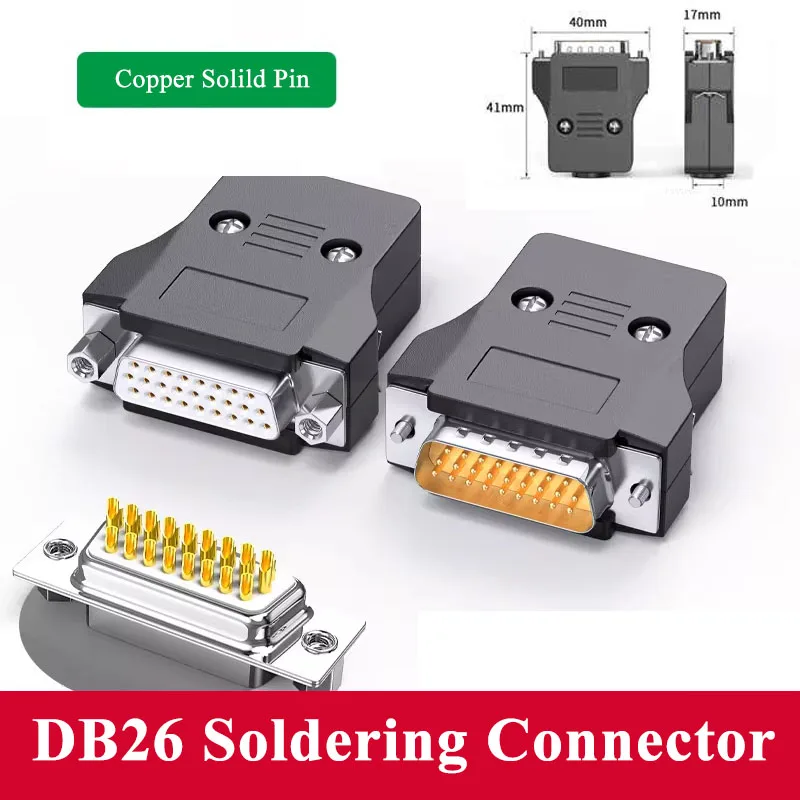 

DB26 Male Female Connector Industrial Grade Pure Copper 3 rows of 26 Pin Heads Joint Welding Solid Pins Parallel Ports Plugs