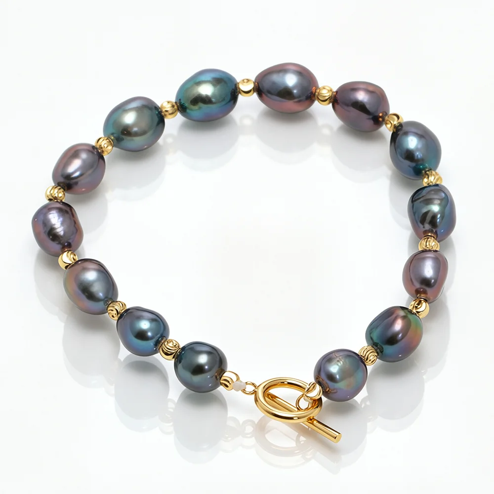 

Natural Freshwater Baroque Pearl Bracelet 7-8mm 14K Gold Filled Alloy Clasp Adjustable 15-21cm Women Jewelry Gift