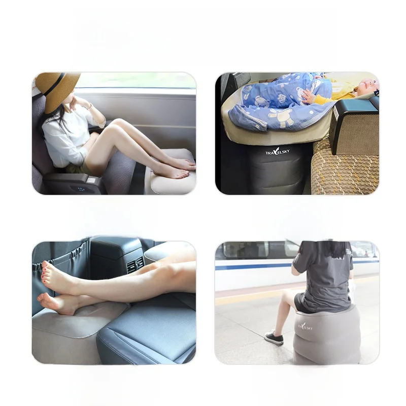 Inflatable Footrest Mat for Long Distance Travel Car Airplane Nap Elevation Foot Rest Three Layer  Pad Universal Foot Mat