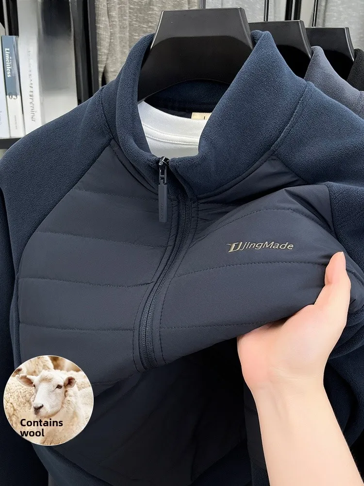 

Warm Wool Filled Cotton Jaet Men's Casual Stand Collar Outerwear Breathable Polyester Fiber Winter Coat RoMeng New Sle