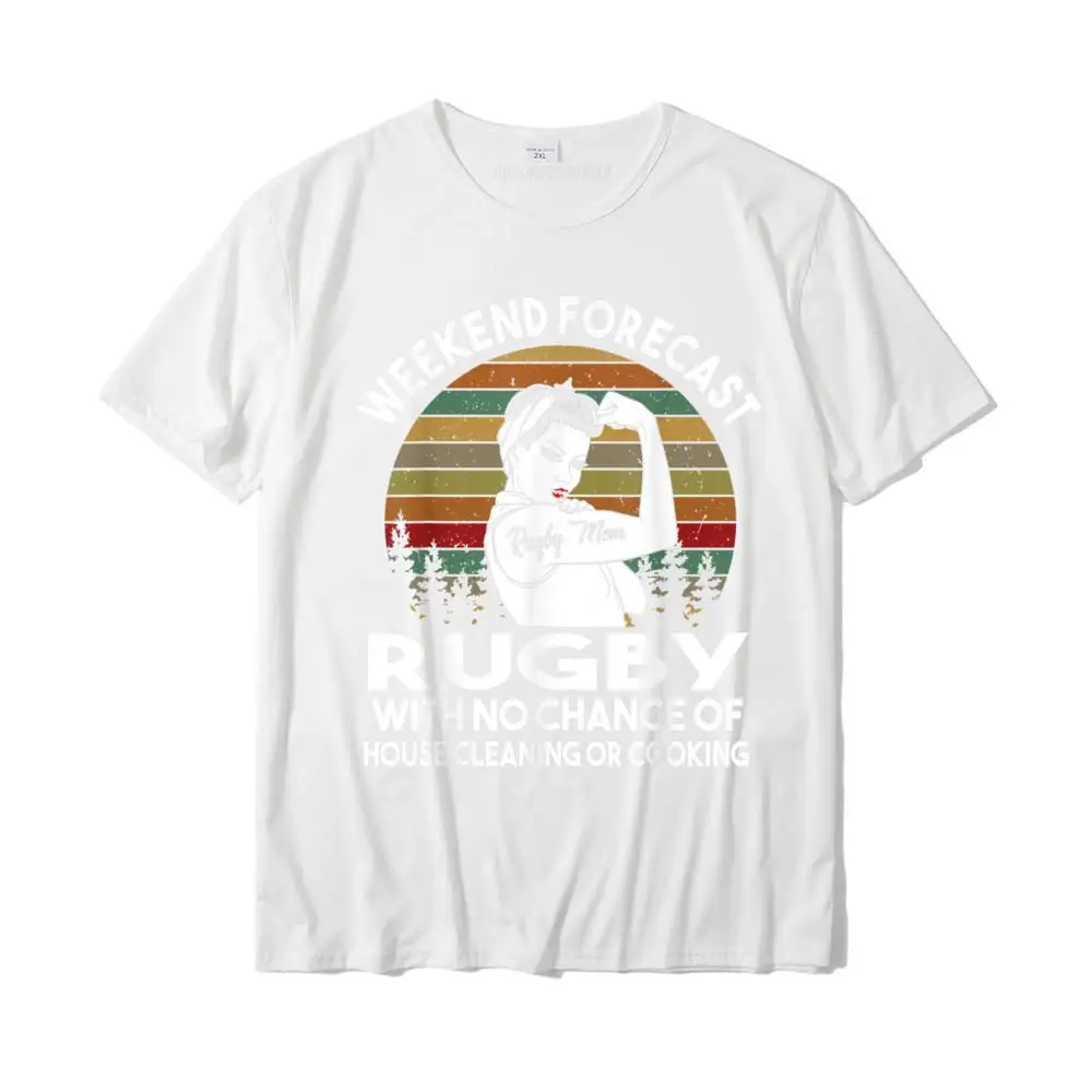 Rugby Mom Weekend Forecast Shirt Cotton Mens Tshirts Normal Tops Shirt Slim Fit Party Harajuku Christmas Tees