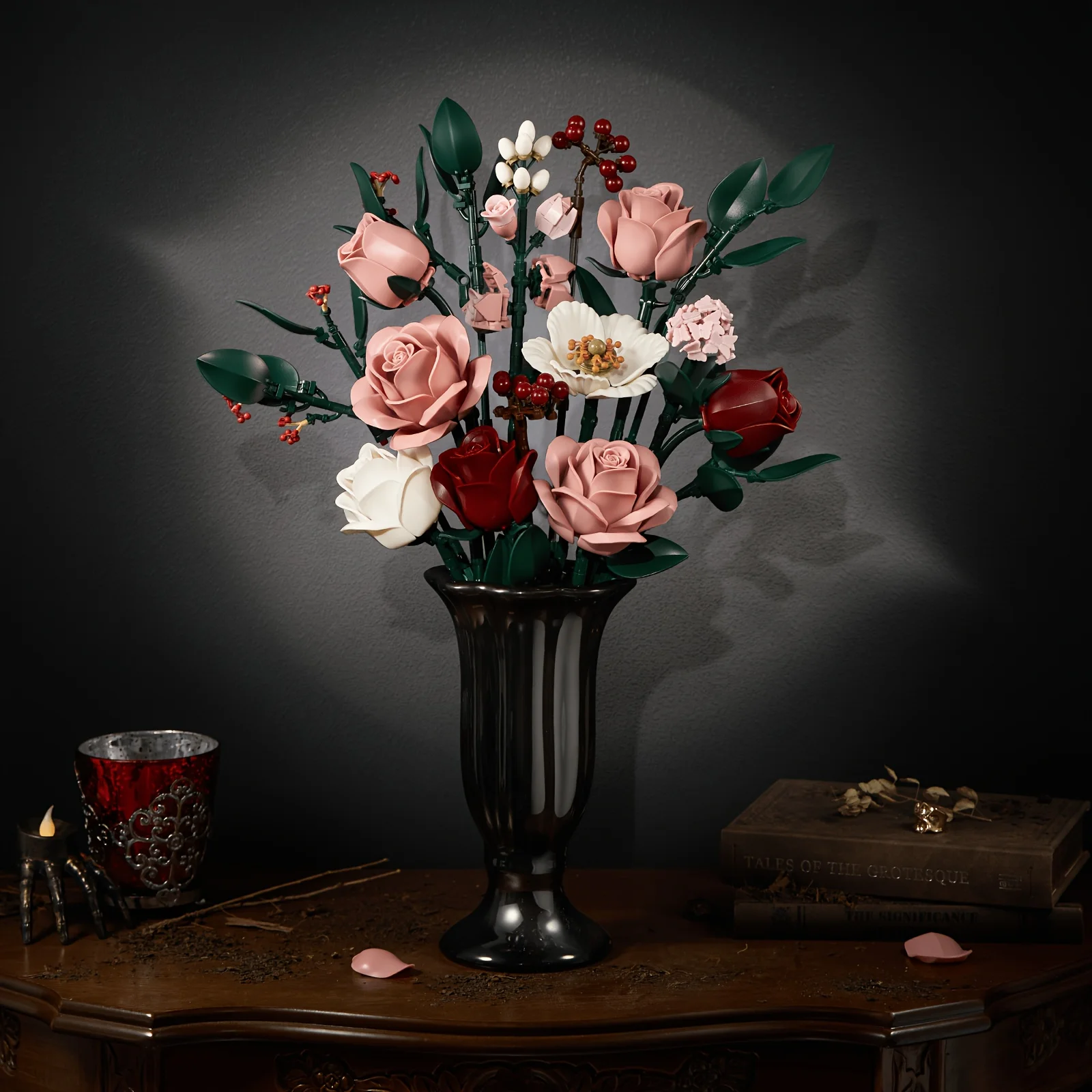 Gift Bouquet for Women Mother Puzzle Realistic Bouquet With Various Flower Combinations, White Roses, Pink Roses
