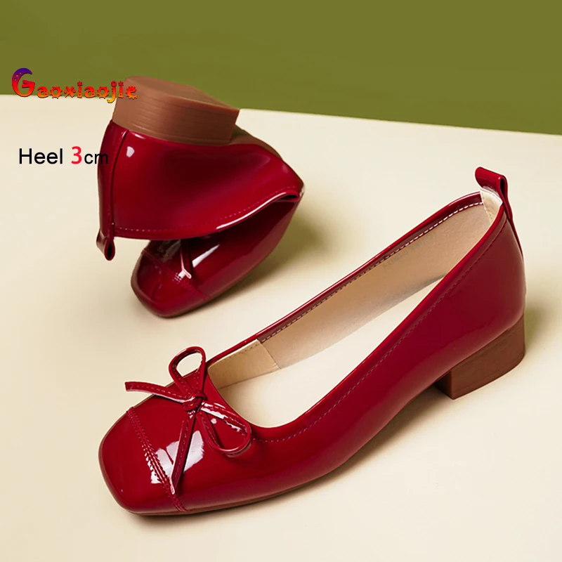 

Женские туфли на высоком каблуке с квадратным носком на все сезоны, очень удобные туфли на мягкой подошве 3 см с бантом, весенние женские туфли-лодочки 2023 г.