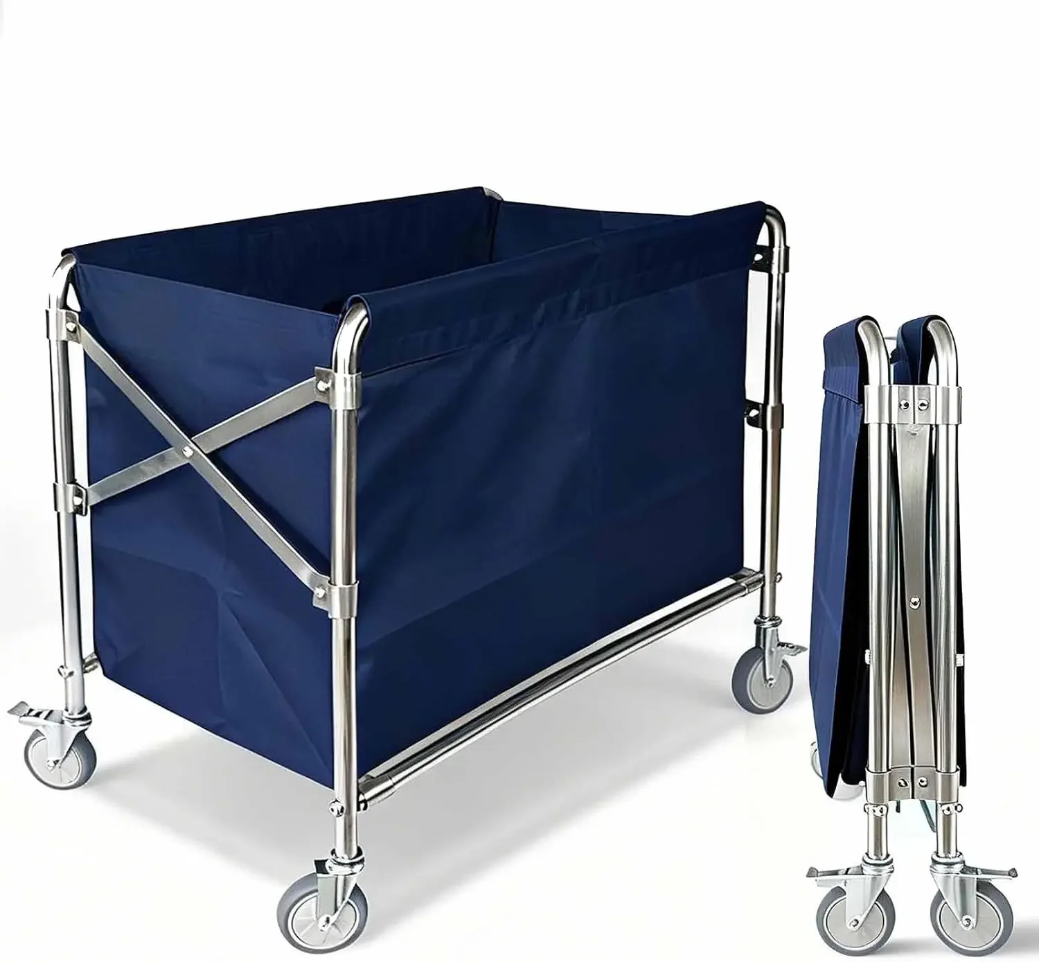 Industrial Laundry Cart with Wheel 12 Bushel (400l) Commercial Collapsible Laundry Hamper Large Heavy Duty Rolling Basket Waterp