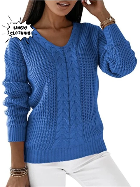 Fashionable early autumn V-neck top store women's 2021 new temperament knitted sweater