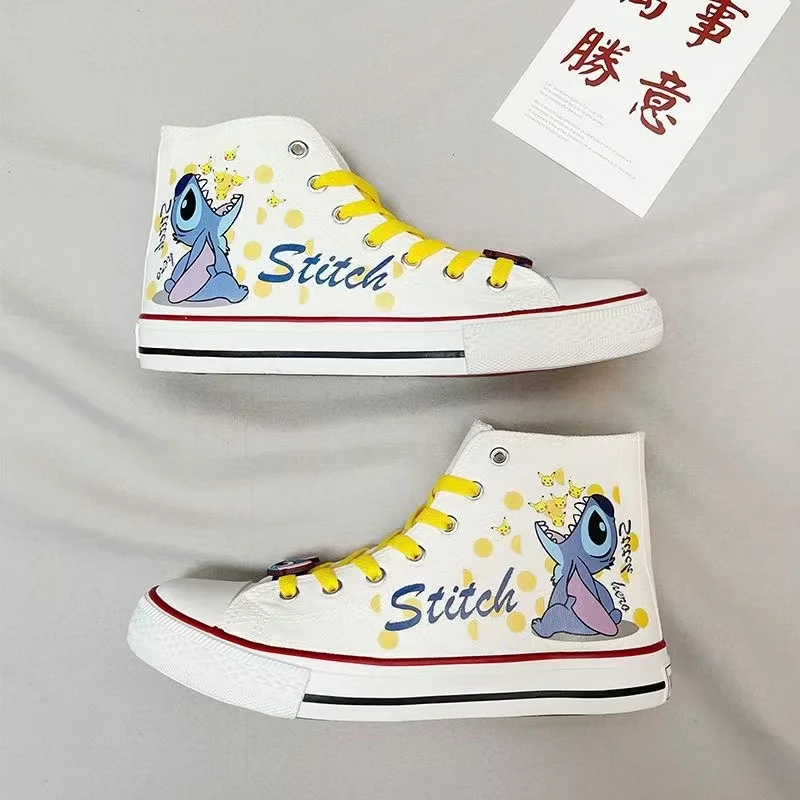 2025 Autumn new drop shipping Stitch Canvas Shoes Hand-painted plus size whiteand balck man women Board Shoes For Boys And Girls