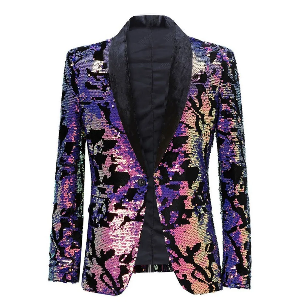 Blazer European and American Men's Map Velvet Sequined Singer Fashion Host American Size Banquet Performance Outfit Blazer 2026